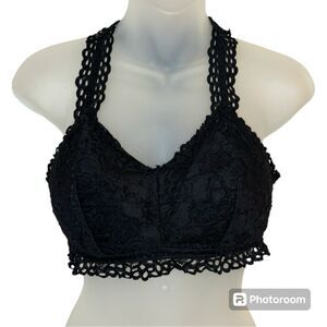 Maurices Black Lace Padded Racerback Bralette Size Large